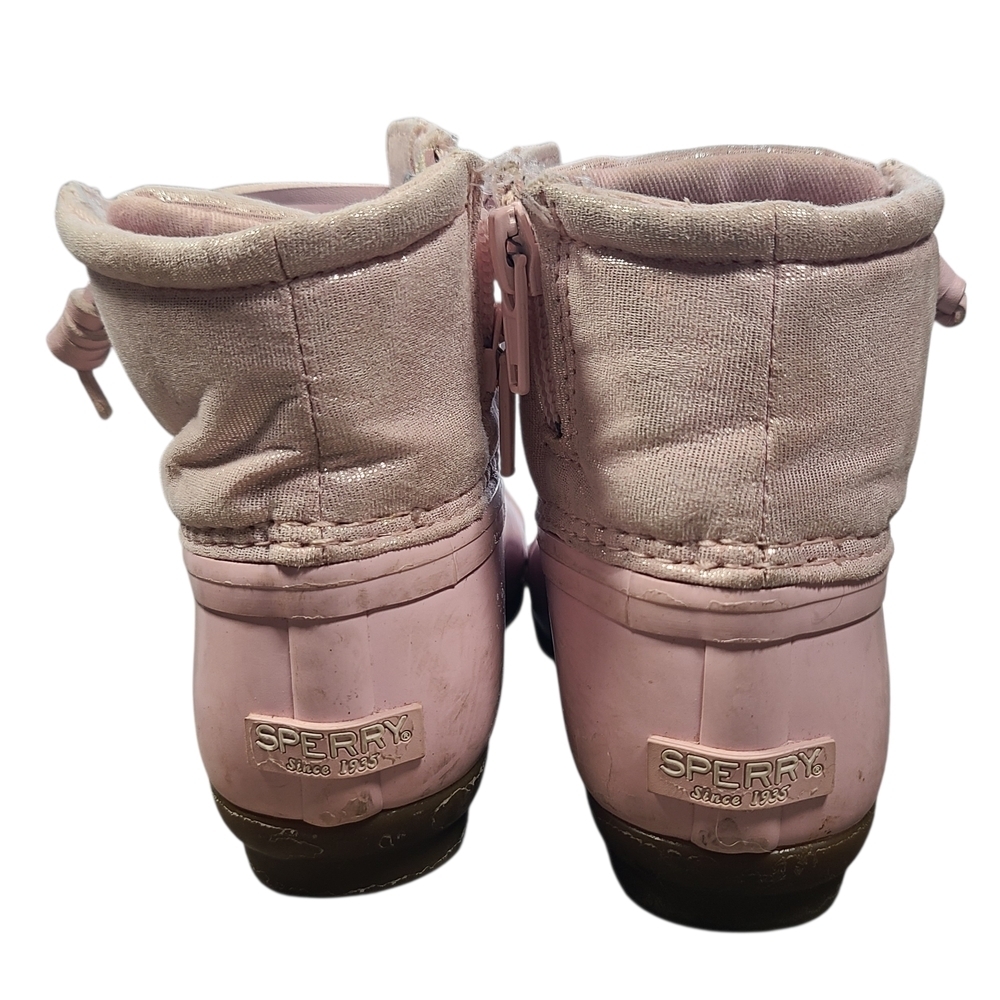 Sperry Kids Pink Glitter Duck Boots Size 8 Waterproof Rain Shoes - Picture 9 of 14